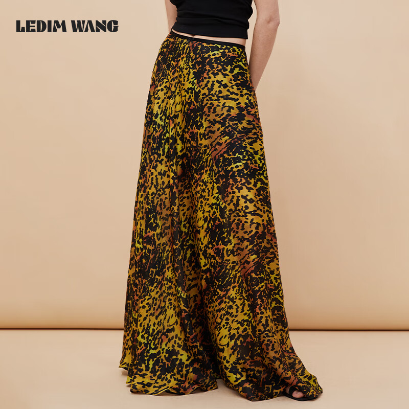 LEDIM WANG琥珀豹紋印花半身裙女野性氣場長裙高級(jí)感氣質(zhì)大擺裙氣質(zhì)復(fù)古裙子 印花（現(xiàn)貨） M 身高165-170，體重105-115斤