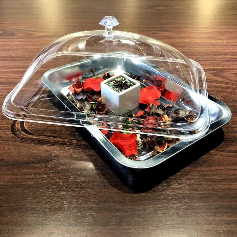KAKV透明防尘耐高温盖子食品级耐高温亚克力长形摆摊托盘盖食物展示盖 厚3mm耐热盖子54.5/34