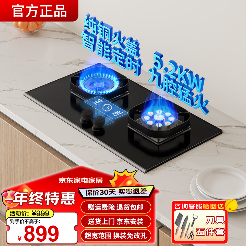 FOTTIR燃气灶天然气液化气家用煤气灶嵌入式双灶灶具猛火5.2kw大火力易清洁可调节底盘换装灶 【升级定时】5.2kw鸳鸯大火力 液化气【全国联保】