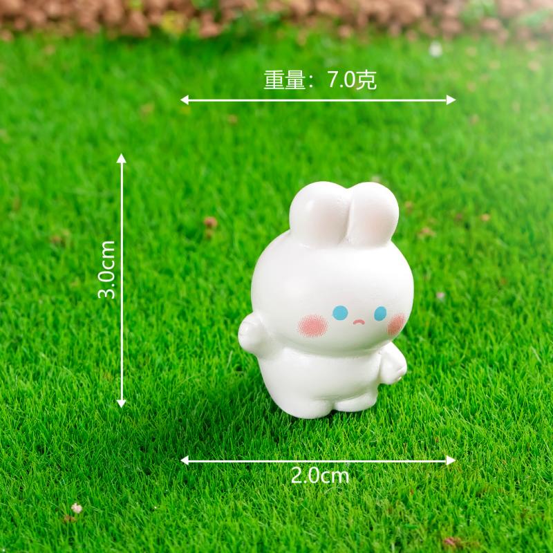 集物一册卡通小兔子微景观摆件胡萝卜萌兔园树脂摆件车载摆件创意元旦礼物 Q版胡萝卜兔（一套6件）