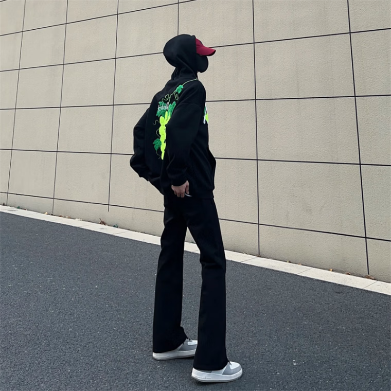 黑盒白弯刀微喇牛仔裤男装美式复古vibe高街显瘦修身黑色直筒长裤子男 白色 常规 L