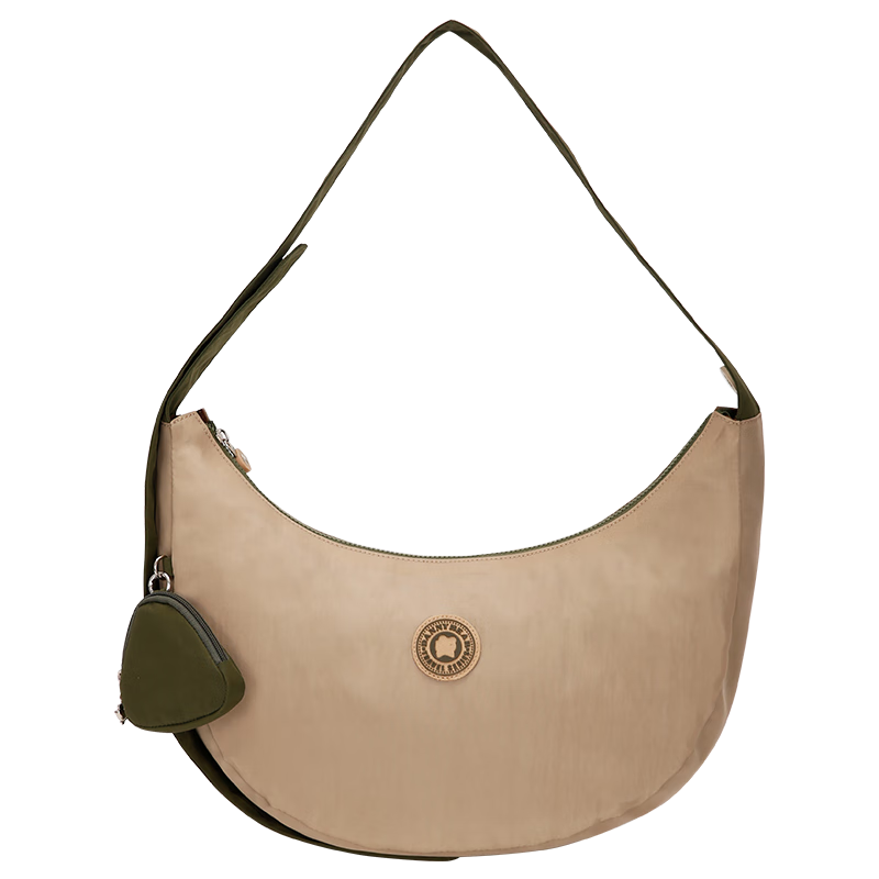 DANNY BEAR丹尼熊大容量單肩包洗水布純色新月包可調(diào)節(jié)旅行斜挎包DKB482811 古茗茶褐