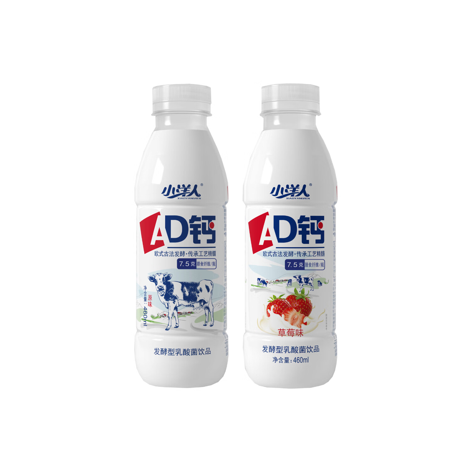 小洋人ad钙奶童心专属发酵型含乳饮料 原味草莓味 460ml*12瓶整箱