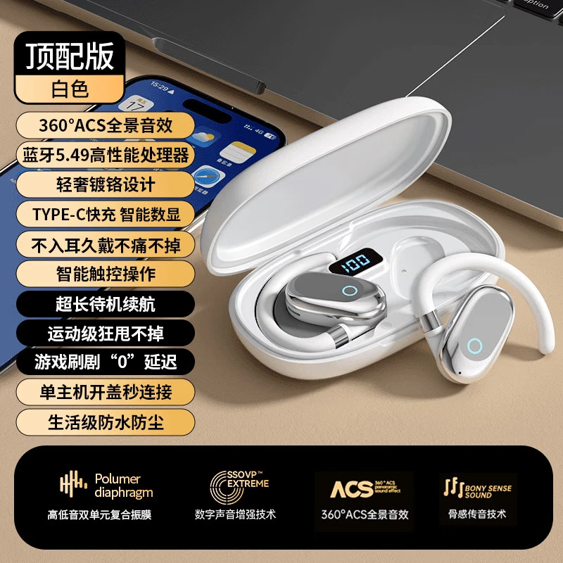 夏新.挂耳式柏林之声无线运动耳机蓝牙5.49通话降噪HIFI音质游戏运动跑步不入耳超长续航耳麦网红款 【元宝银】360度可旋转+数显 bs版本 京东折扣/优惠券