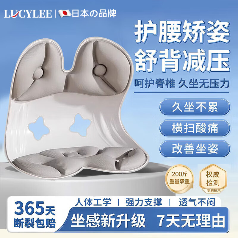 LUCYLEE日本护腰坐垫靠背一体办公室久坐神器舒适腰部支撑人体工学矫姿椅 【坐感升级】护腰矫姿|久坐舒适|舒背美臀