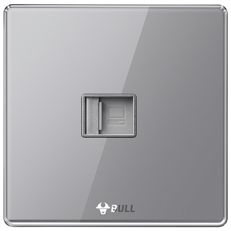公牛（BULL）开关插座亚克力系列一位电脑五类网线插座86型面板G62T102 钛金灰