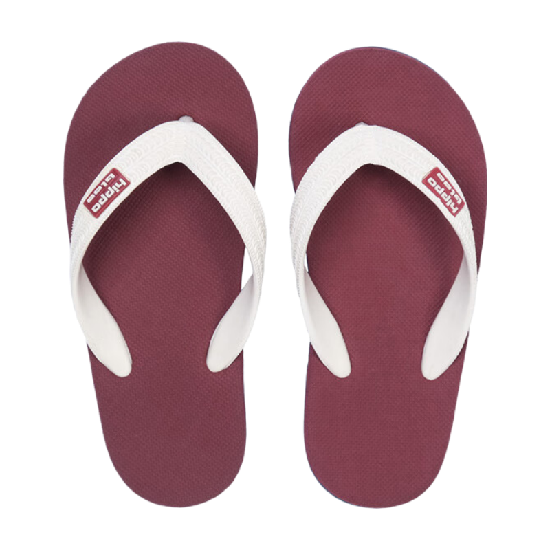 hippobloo泰國兒童乳膠人字拖鞋 夏季男童女童夾腳橡膠涼拖鞋休閑防滑潮拖 白紅黑 32-33 (泰碼8)鞋長22cm