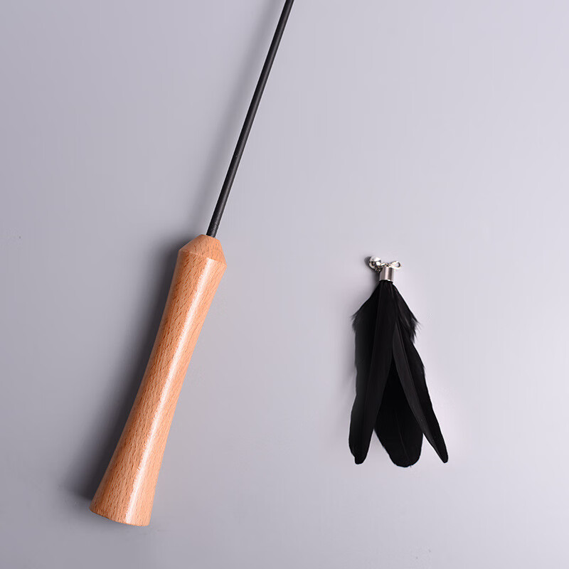 喵仙兒實木逗貓棒貓咪玩具伸縮加長羽毛逗貓棒寵物用品逗貓玩具 黑色