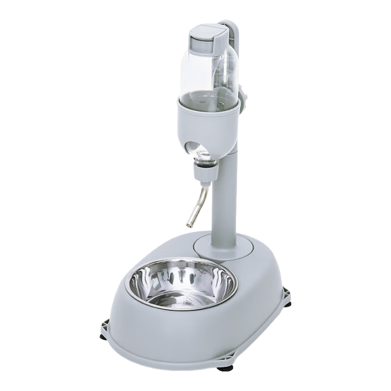 華元寵具（hoopet）狗狗喝水器不濕嘴狗碗水壺掛式滾珠懸掛式寵物飲水機(jī)貓碗食盆狗碗 典雅灰【高度可調(diào)，水壺可掛籠】