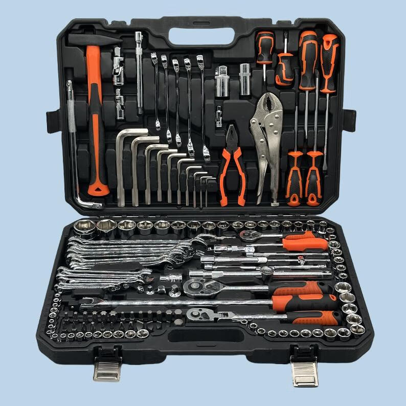 汽修工具套裝套筒修車工具套扳手棘輪維修組合修車多功能工具箱 150件24齒基礎(chǔ)黑（用壞換新）