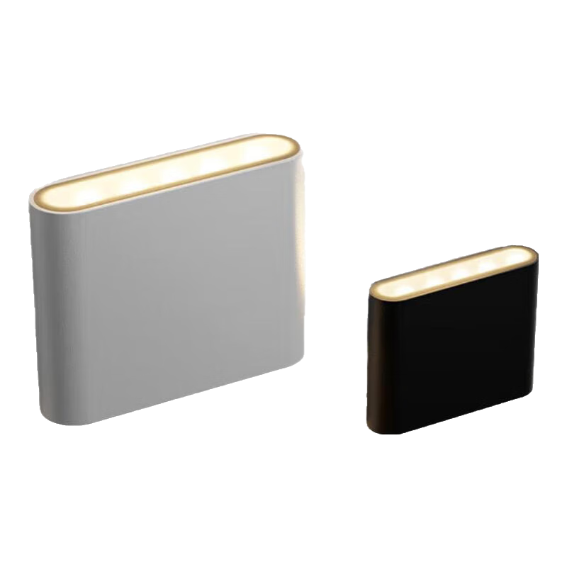 愛斯蘭led床頭氛圍壁燈臥室客廳極簡創(chuàng)意迷你超薄樓梯過道夜燈 【組合裝】大黑+小白/15W-暖光