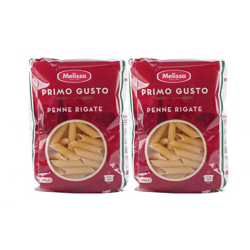 麥麗莎（Melissa）希臘好味斜切意大利面500g*2袋 意面速食通心粉意粉 螺旋意面500g*2袋