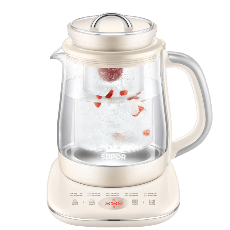 苏泊尔（SUPOR）加大滤网养生壶 煮茶壶 1.5L家用 保温花茶壶煮茶器 恒温电热水壶烧水壶 带燕窝炖盅 SW-15YQ53