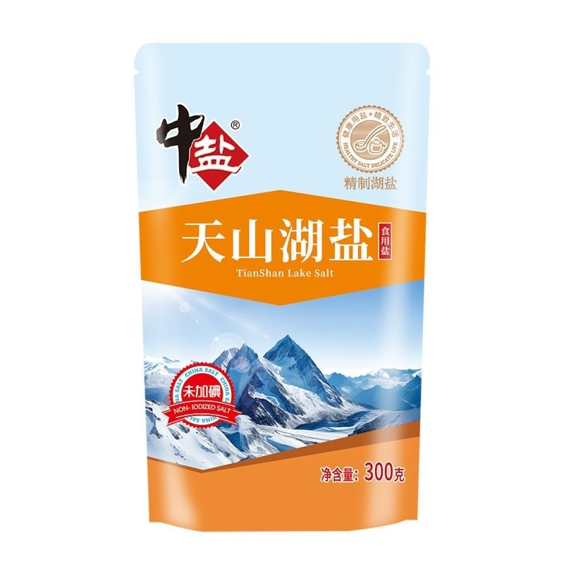 中盐未加碘天山湖盐 食用盐家用 盐 批发300g*3包湖盐无碘盐 中盐未加碘天山湖盐300g*3袋