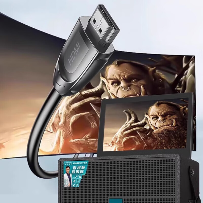 浪庭（LANGTING）家庭ktv音响套装语音点歌机一体机广场舞音箱带显示屏专业户外直播卡拉OK家用K歌全套设备 LA10-4[视频音响+双U段话筒]