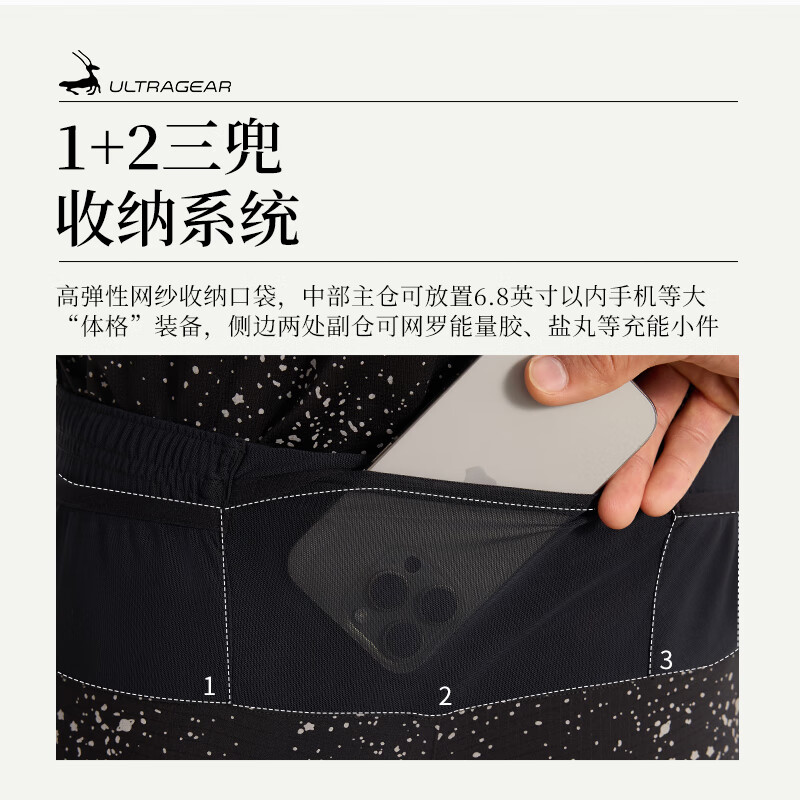 ULTRA GEAR星空 92g轻量马拉松3兜反光夜跑短裤男*免穿内裤 | 优极UltraGear 星空 M