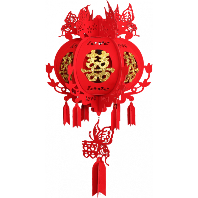 MPPMCK婚慶裝飾拉花臥室客廳房頂裝飾布置用品結(jié)婚喜字拉花拉花婚房布置 加厚愛心拉花+花籃【帶窗花20張 4條12米+6掛鉤【整套裝】