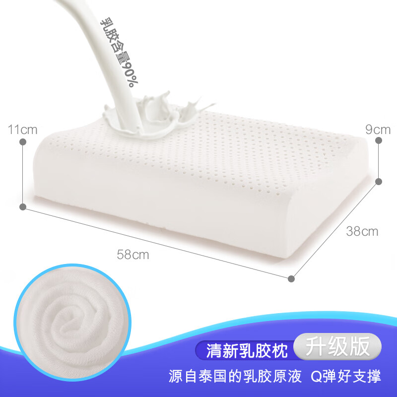 賽諾（SINOMAX）/賽諾清新乳膠枕頭護(hù)頸椎天然橡膠透氣枕芯成人枕 清新乳膠枕升級(jí)版58*38*11/9cm