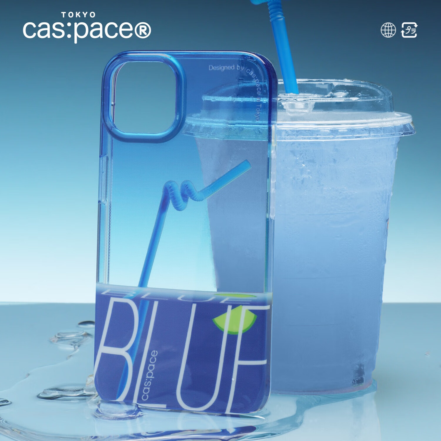 壳空间原创蓝色饮料适用苹果16iPhone15promax透明渐变手机壳14新款小清新13个性小众高级感全包保护壳 蓝色吸管 iPhone 14