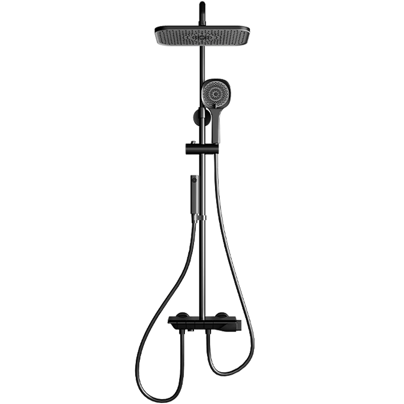 九牧（JOMOO）小牧卫浴 淋浴花洒全套装 增压软管喷头 置物淋浴器 【满天星系列】琴键独立控水+隐藏下出水 |  5200枪灰