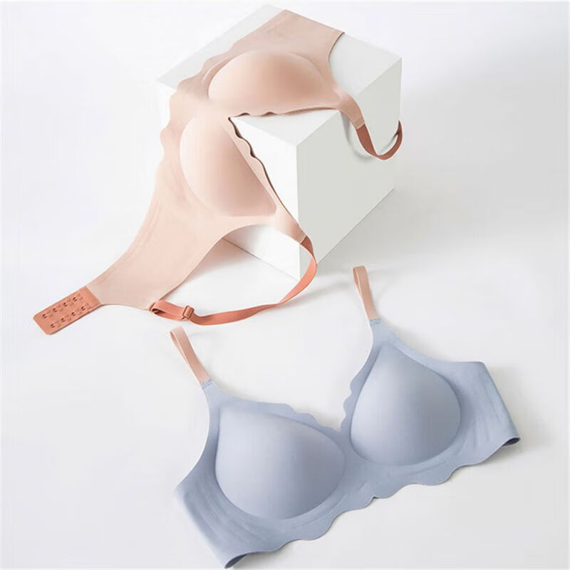 倩芙莱【严选百货】水晶果冻条一片式无痕纯欲风内衣女小胸聚拢无钢圈文 白色 M(建议96-110斤)