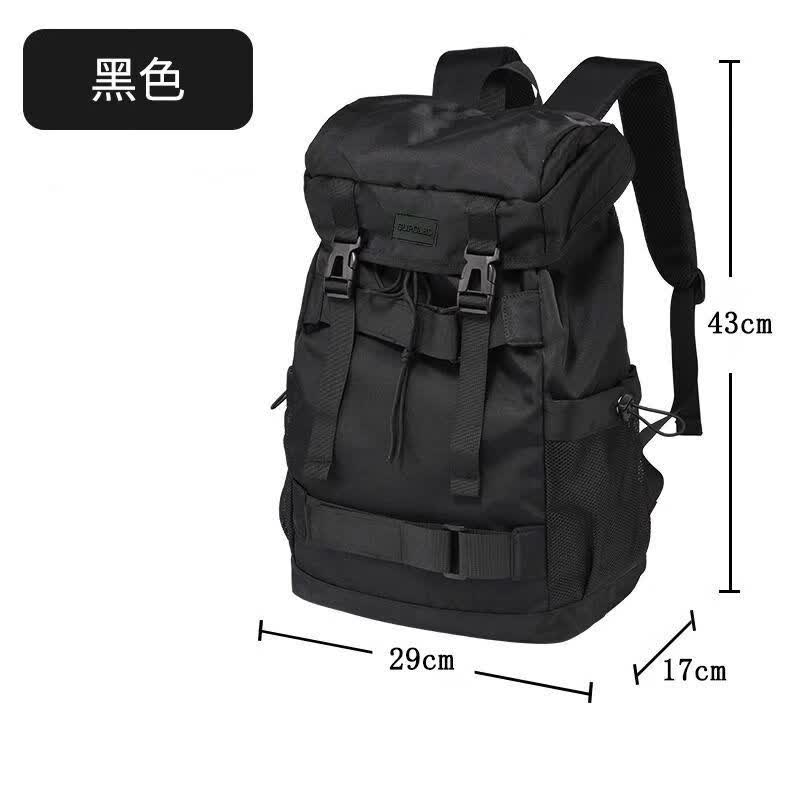 菲妙双肩包男大容量旅行包大学生书包电脑包潮轻便户外登山包 黑曜石黑加厚版[面料升级加强结
