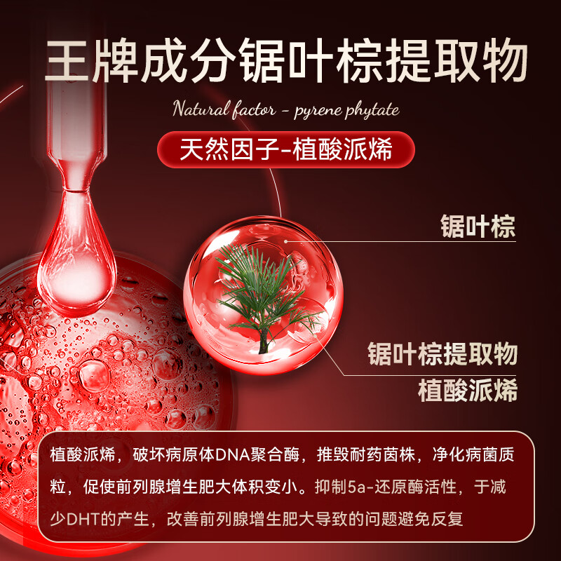 NOOBO男性慢性前列腺炎增生肥大钙化尿频尿急 锯棕榈番茄红素软胶囊 2瓶初效装