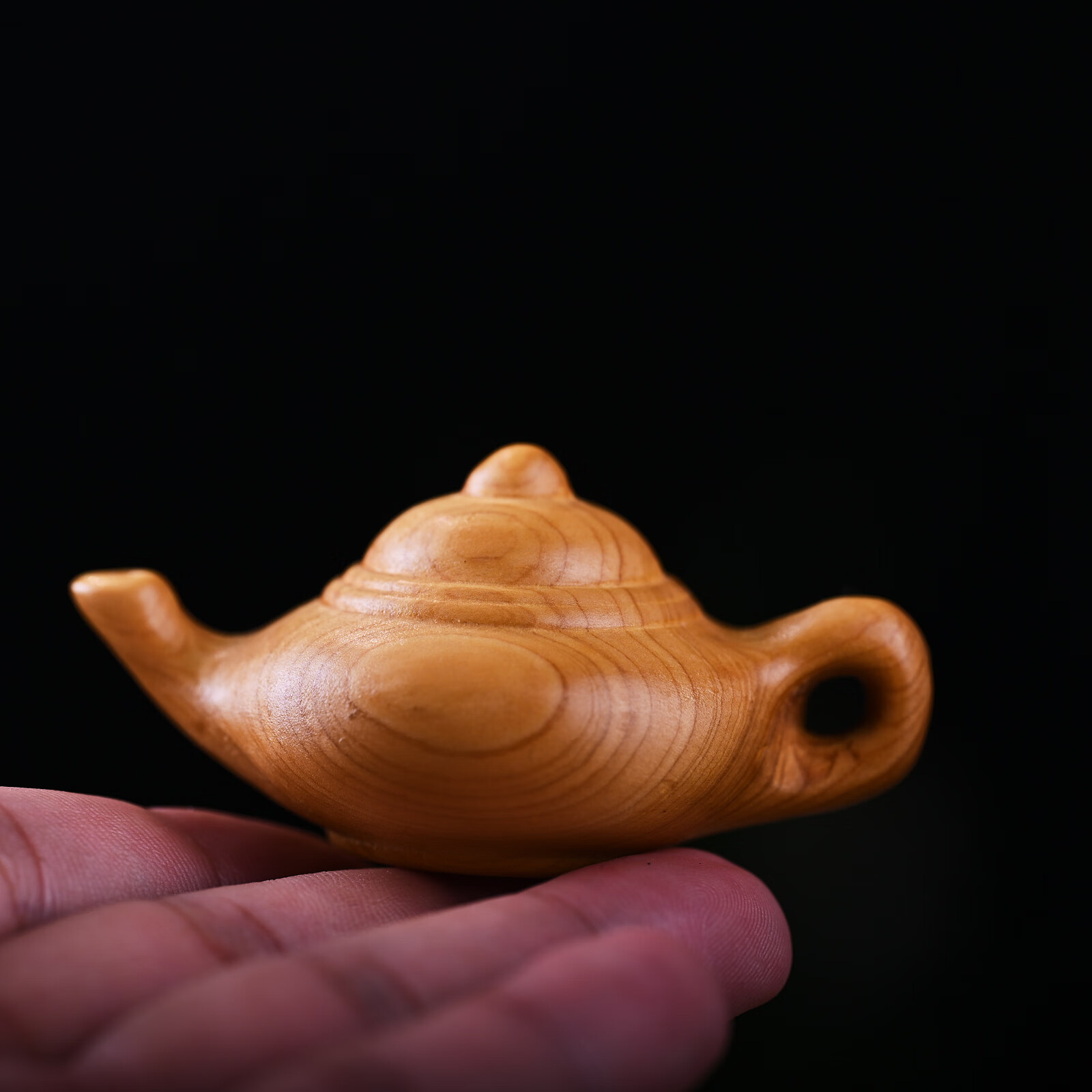 木喜上眉梢把把壶木雕手把件荷叶壶文玩小摆件复古南 崖柏素面壶7