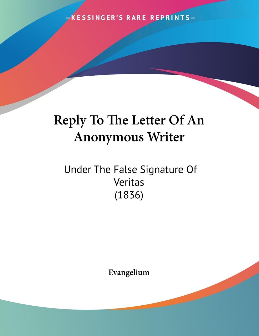 【预售 按需印刷】reply to the letter of an anonymous writer