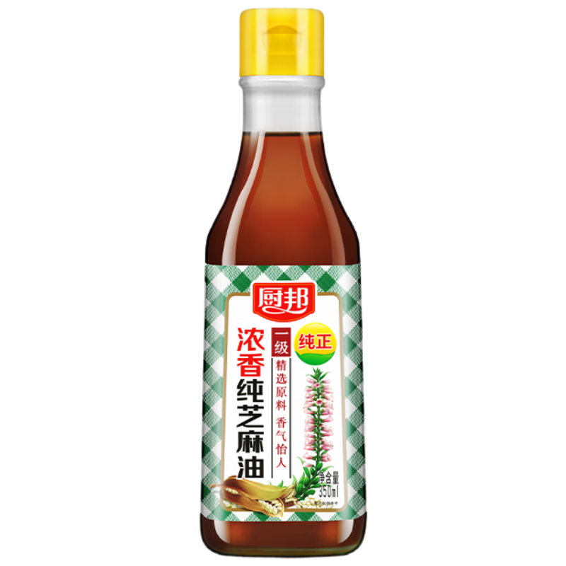 厨邦 食用油 浓香纯芝麻油 香油 物理压榨一级 凉拌火锅  350ml