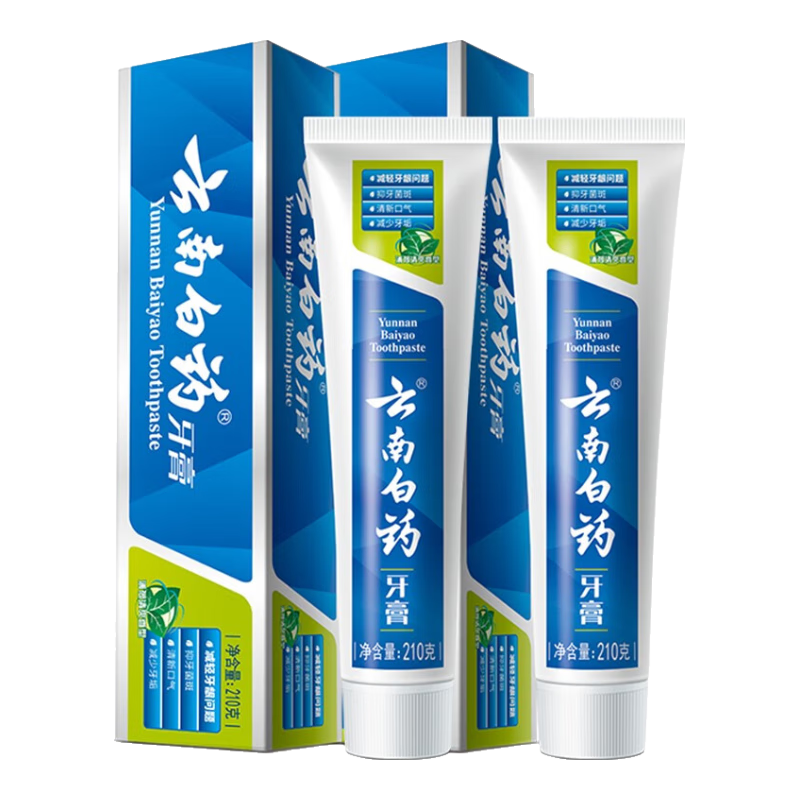 云南白药【采销推荐】经典薄荷护龈牙膏套装 清新口气改善牙龈问题210g*2