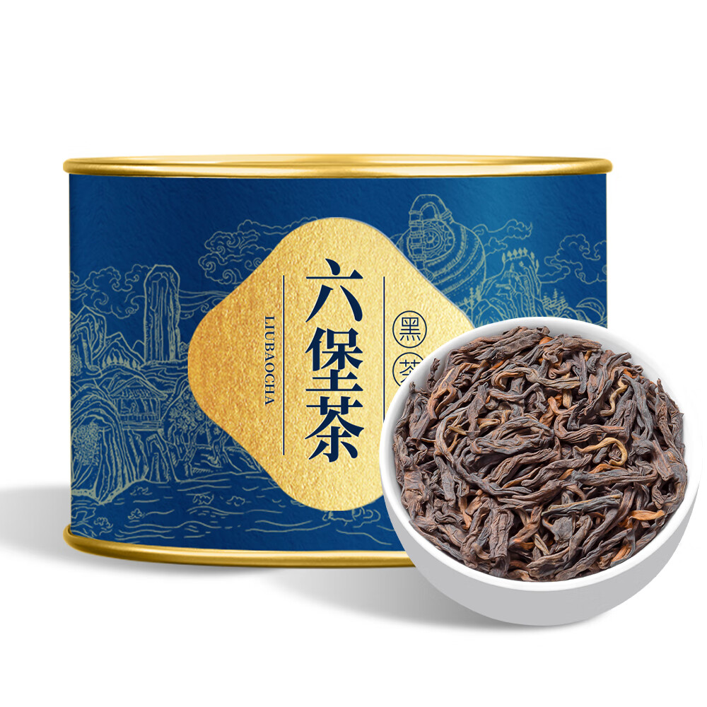 福茗源茶叶 六堡茶黑茶 熟茶广西梧州陈香茶叶2018年便携散茶罐装100g