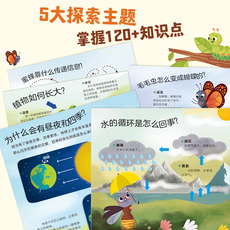 莉莉兰的小虫虫手电筒看里面科普绘本蒙氏早教绘本0到3岁宝宝绘本科普读物幼儿园阅读3到6岁宝宝早教书籍睡前启蒙故事绘本 莉莉兰的小虫虫 手电筒看里面科普绘本（全5册）