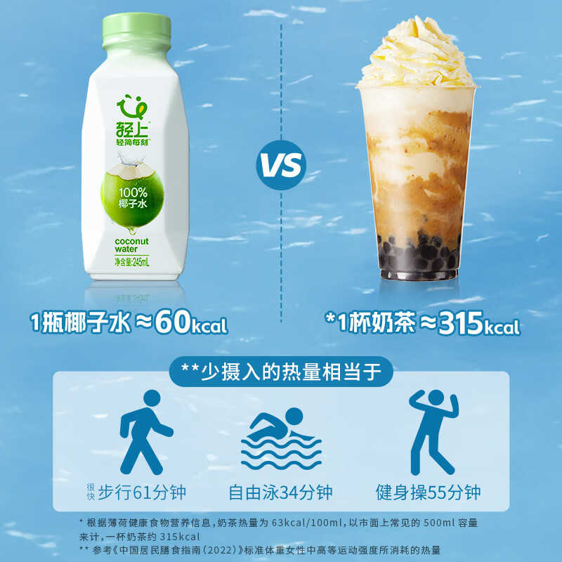 轻上椰汁0糖生椰1L大瓶东南亚进口椰子汁饮料整箱 100%椰子水245ml*10瓶