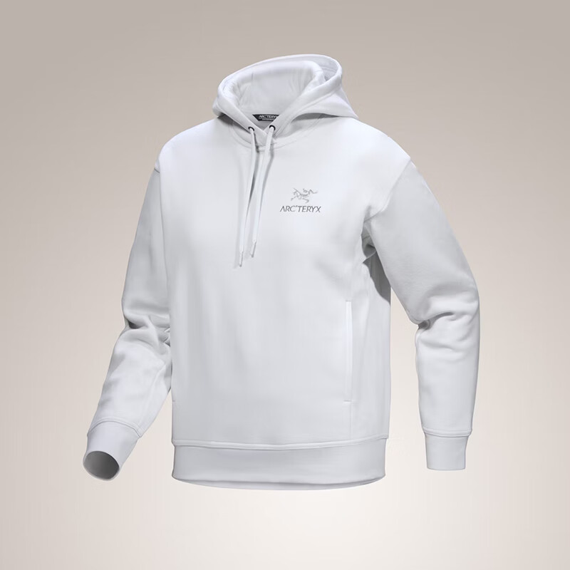 始祖鸟（ARC'TERYX）女士卫衣 Emblem 连帽简约休闲套头衫柔软舒适有机棉 宽松百搭 Atmos/蒸汽白 XXS