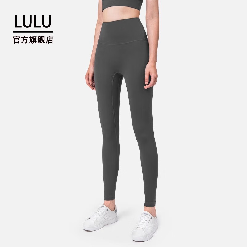 LULU瑜伽褲女新款運動健身褲速干健美高腰提臀緊身褲瑜伽服 石墨灰-防卷邊 NULS面料 S 4/S 85-95斤