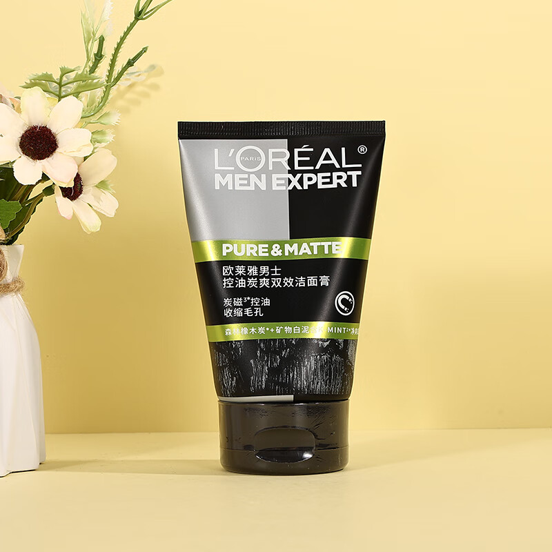 欧莱雅（LOREAL）炭爽双效控油水能洁面膏洗面奶薄荷深层去油清洁收缩毛孔男士护肤 【控油清爽】控油碳爽双效洁面膏