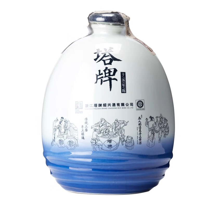 塔牌 十五年陈青花 绍兴黄酒 半干型花雕酒 坛装酒礼盒 5L 1坛