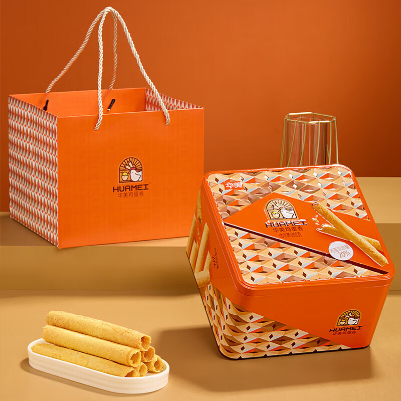 華美 雞蛋卷360g糕點(diǎn)禮盒餅干休閑零食傳統(tǒng)點(diǎn)心送禮團(tuán)購 蛋卷鐵罐禮盒360g