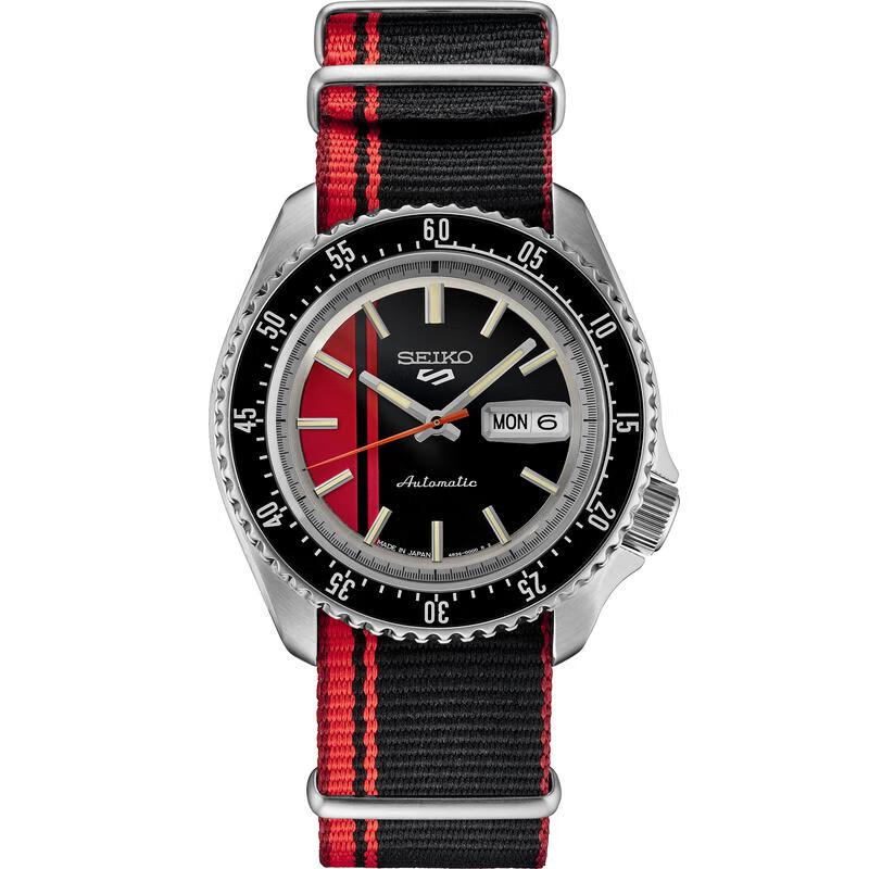 精工（Seiko）5號男士手表 帆布帶雙日歷時尚休閑機械男表 商務(wù)腕表 默認