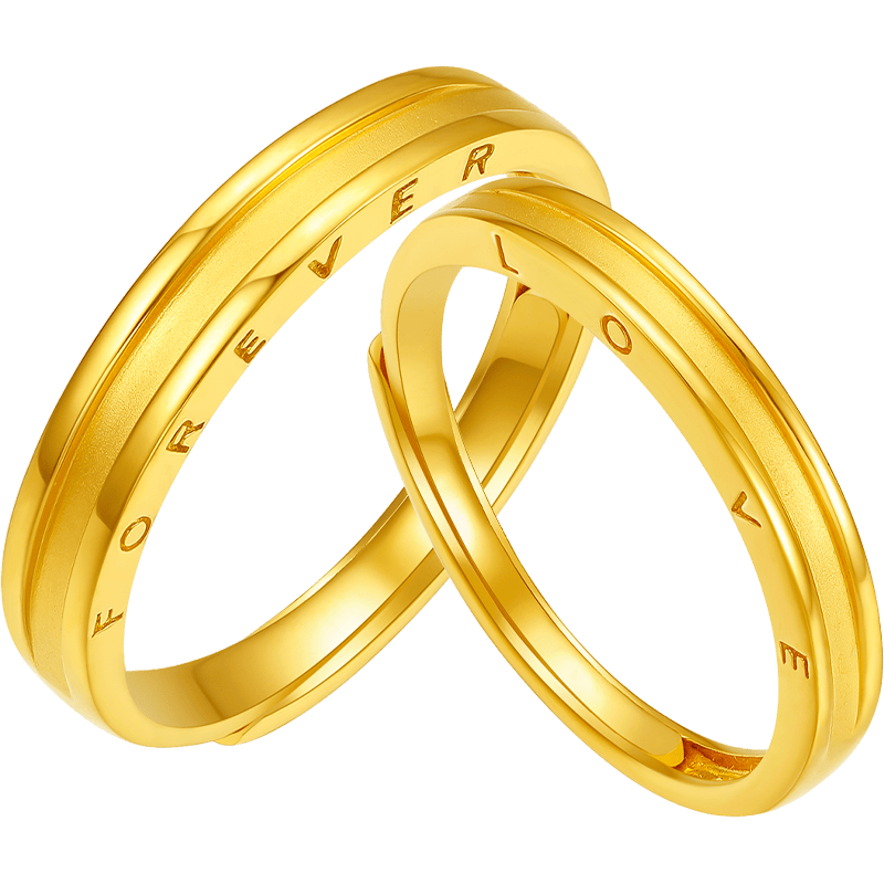 周六福LOVE情侶對(duì)戒黃金戒指活口計(jì)價(jià) A0313394，男戒18號(hào) 約5.02g 禮物