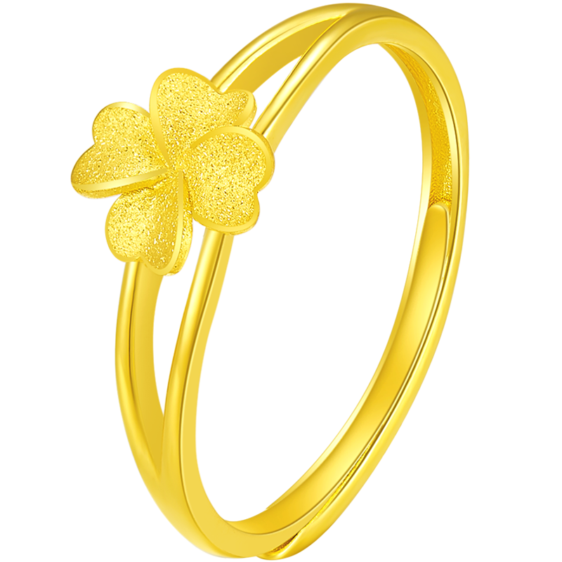 中國黃金（CHINA GOLD）黃金戒指女999足金四葉草戒指新款5G開口素圈指環(huán)情人節(jié)生日禮物 京速達*足金戒指 約2g【品牌禮盒】