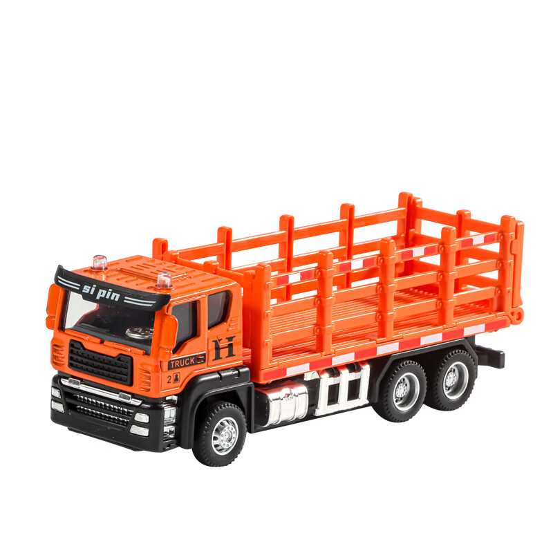 奇森工程车男孩回力小汽车1宝宝儿童3到6岁2小女孩益智早教叉车玩具车 惯性围栏运输车【合金车头】505