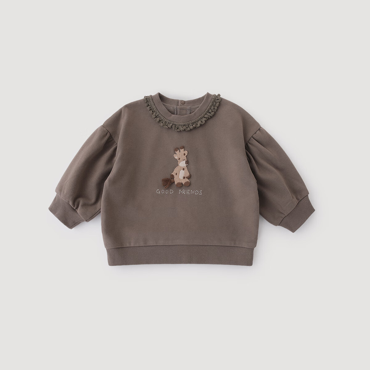 巴厘小猪女童卫衣2025新款春秋女宝宝洋气时髦婴幼儿春装甜美可爱儿童上衣 雾灰 90