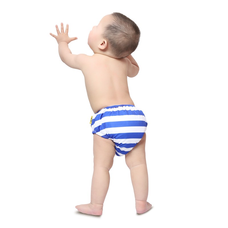 鲸保Kingpou婴儿游泳裤1-3岁男女宝宝防漏卫生 可手洗 白蓝条纹款 L(适合18-25斤宝贝)