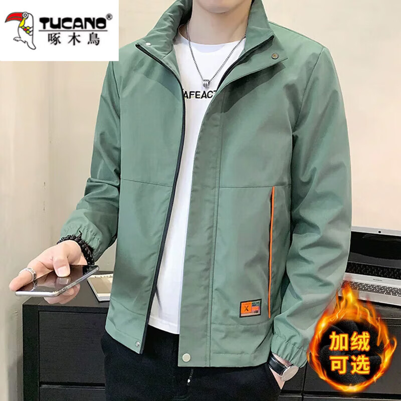啄木鸟外套男士秋冬季2025新款潮牌潮流百搭款上衣服立领休闲夹克男装 1XM21/2031军绿 XL