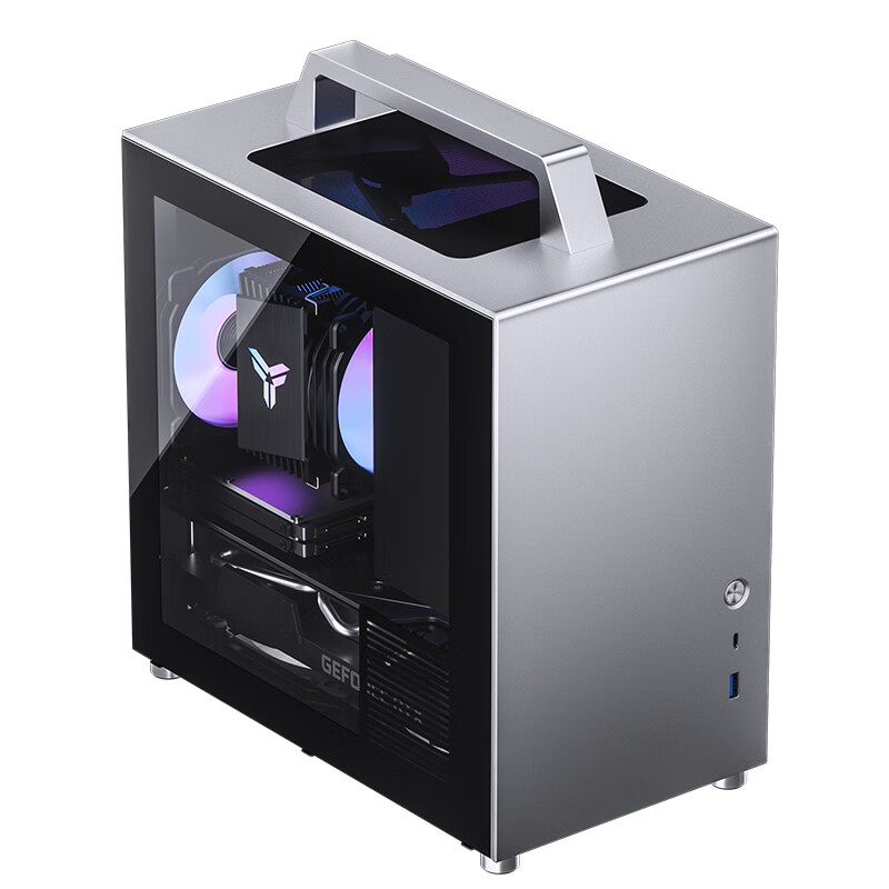 乔思伯jonsbo乔思伯T8 plus小机箱 ITX MINI铝机箱侧透小钢炮 银色ITX全新正品