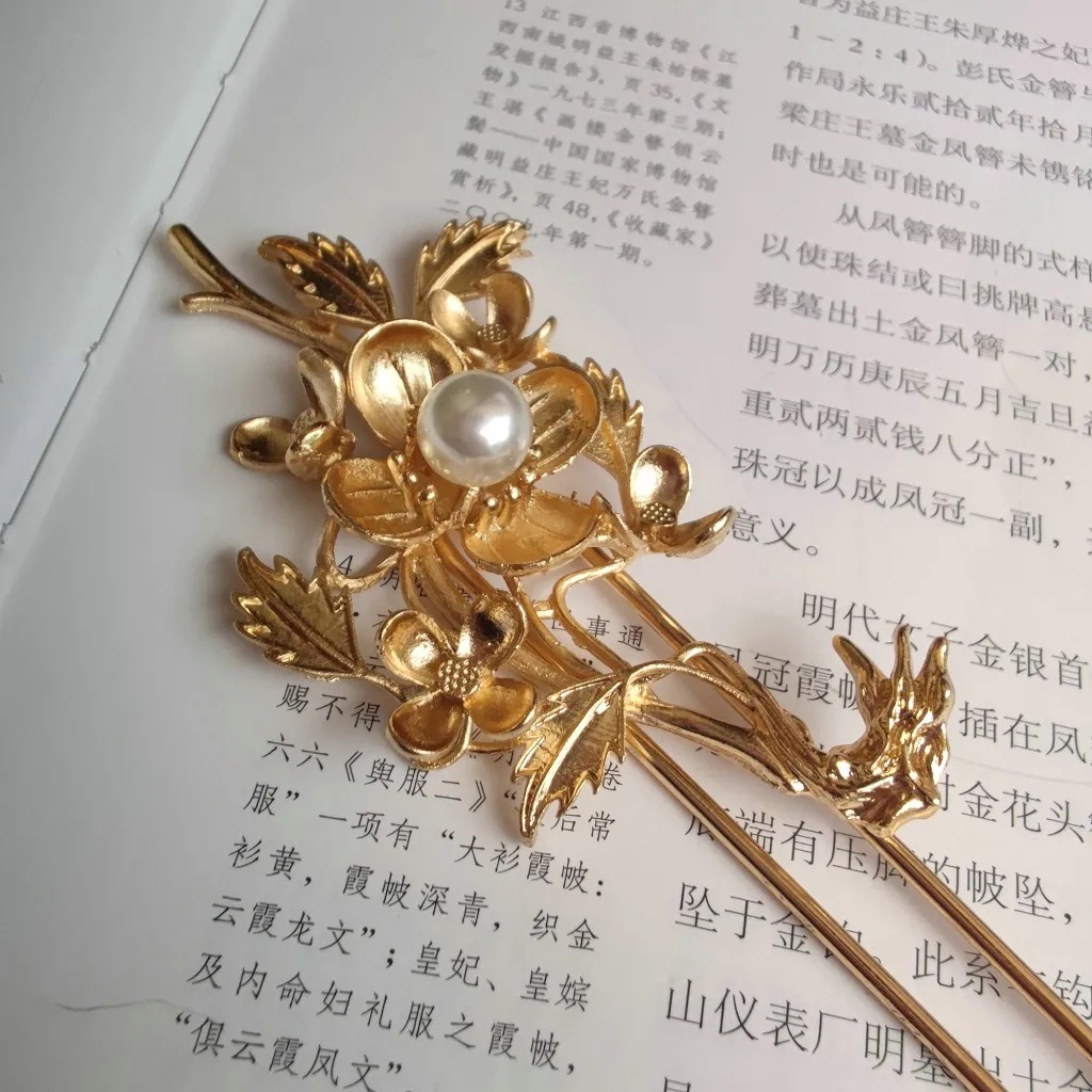 古风汉服大花枝发簪子古代盘发发钗子明制发饰汉唐百搭款配饰品女