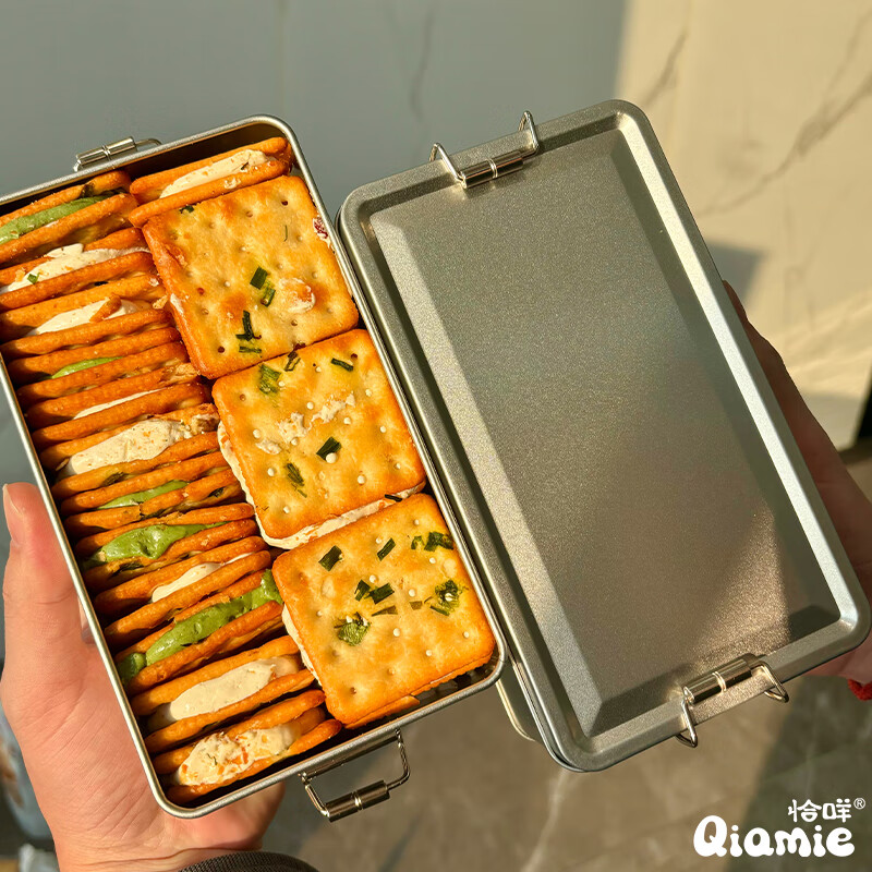 恰咩香葱牛轧饼 台式夹心饼干铁盒网红休闲食品小零食高颜值独立包装 香葱味150g*1袋【无铁盒】