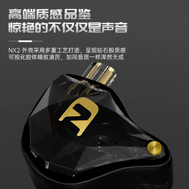 NDND NX2入耳式耳机有线HIFI高性能动圈游戏直播耳返监听挂耳式耳塞 可换线版 暗夜黑 带麦 时尚版